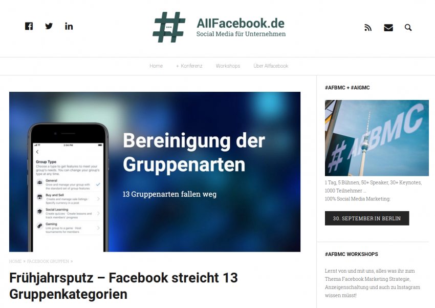 Frühjahrsputz – Facebook streicht 13 Gruppenkategorien