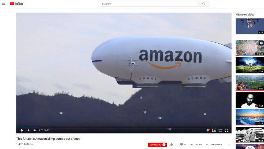 This futuristic Amazon blimp pumps out drones