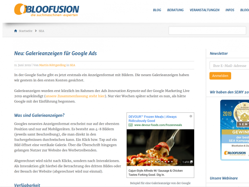 Neu: Galerieanzeigen für Google Ads