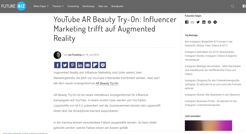 YouTube AR Beauty Try-On: Influencer Marketing trifft auf Augmented Reality