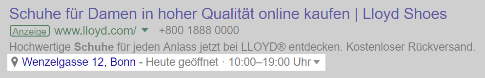 Anzeige Standort HL Anzeige Standort HL