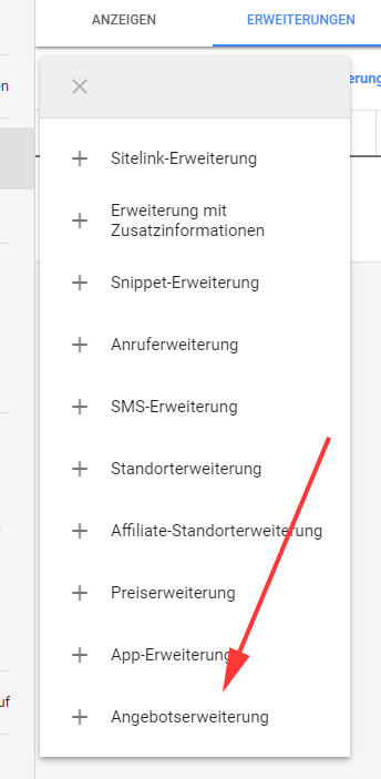 Einrichtung Angebotserweiterung 1 Einrichtung Angebotserweiterung 1