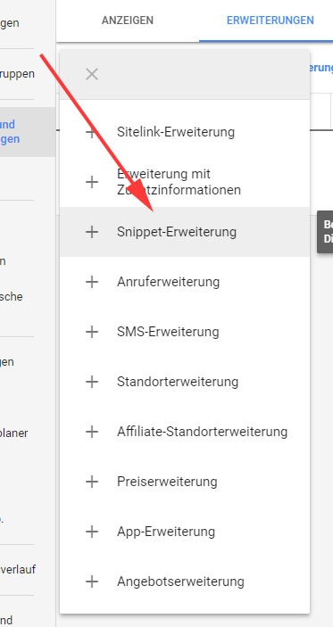 Einrichtung Snippeterweiterung 1 Einrichtung Snippeterweiterung 1