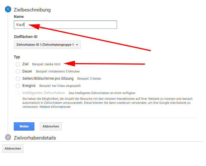 Conversions in Analytics einrichten Conversions in Analytics einrichten