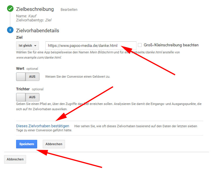 Conversions in Analytics einrichten Conversions in Analytics einrichten