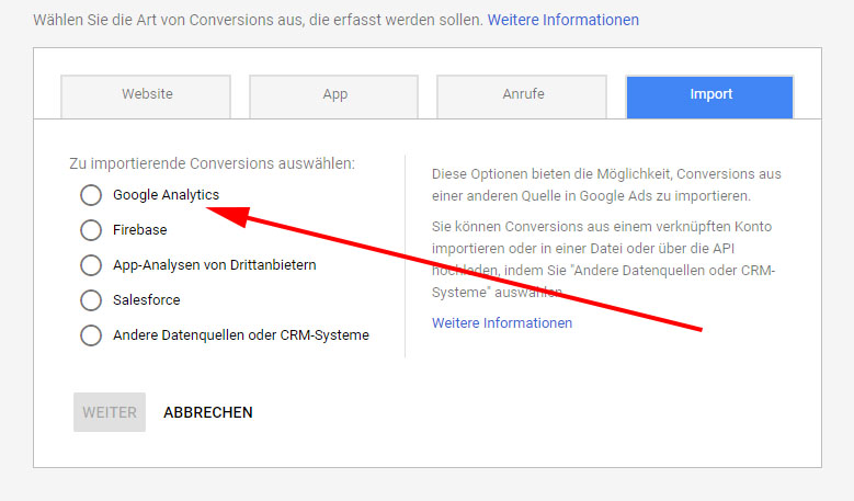 Conversions in Analytics einrichten Conversions in Analytics einrichten