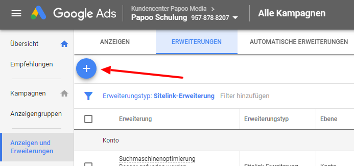 Sitelinks Einrichtung 1 Sitelinks Einrichtung 1