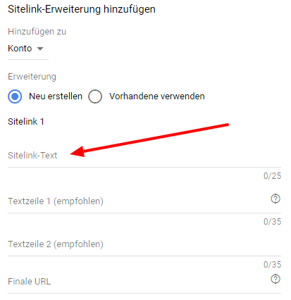 Sitelinks Einrichtung 11 Sitelinks Einrichtung 11