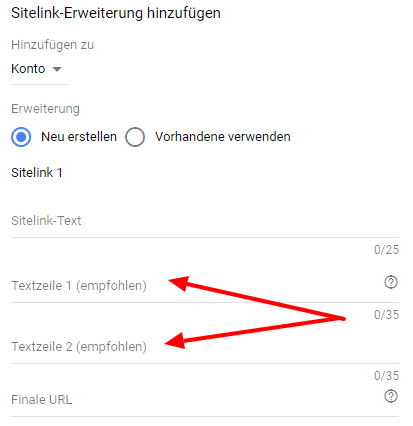Sitelinks Einrichtung 7 Sitelinks Einrichtung 7