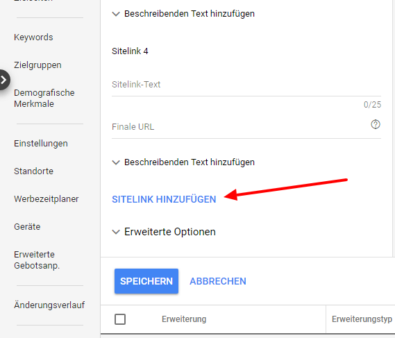 Sitelinks Einrichtung 10 Sitelinks Einrichtung 10