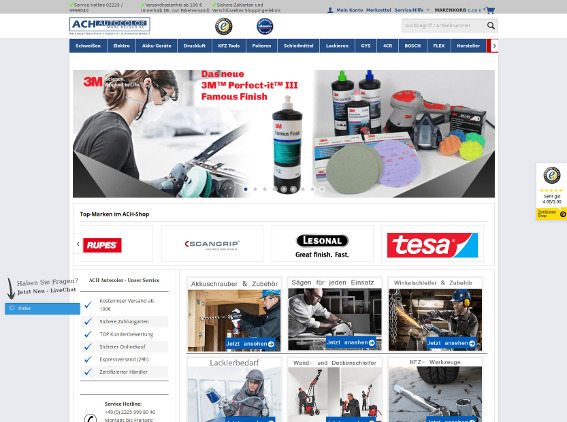 Screenshot ACH Autocolor Marc Becker KG Shop für Profi Werkzeug.