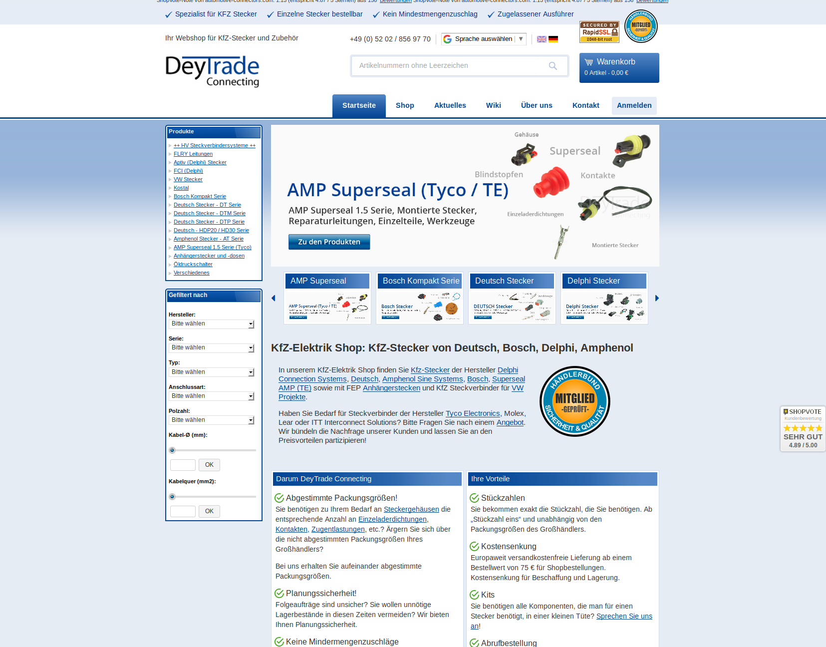 Screenshot KfZ-Stecker - KfZ Steckverbinder - DeyTrade