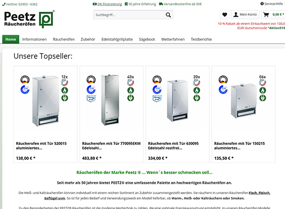 Screenshot peetz-onlineshop.de