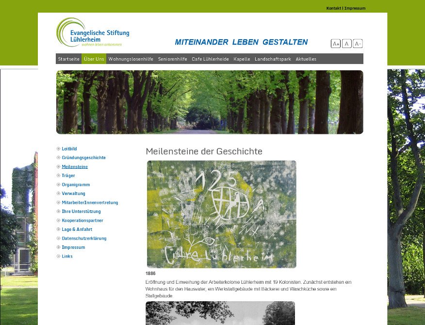 Auf Unterseiten erscheint auf der linken Seite eine zusätzliche Navigation, mit der die Unterpunkte aufgerufen werden können. So sind alle Links zu weiterführenden Unterseiten jederzeit sichtbar und der Besucher erhält einen schnellen Einblick in den Fundus verfügbarer Inhalte. Auf Unterseiten erscheint auf der linken Seite eine zusätzliche Navigation, mit der die Unterpunkte aufgerufen werden können. So sind alle Links zu weiterführenden Unterseiten jederzeit sichtbar und der Besucher erhält einen schnellen Einblick in den Fundus verfügbarer Inhalte.